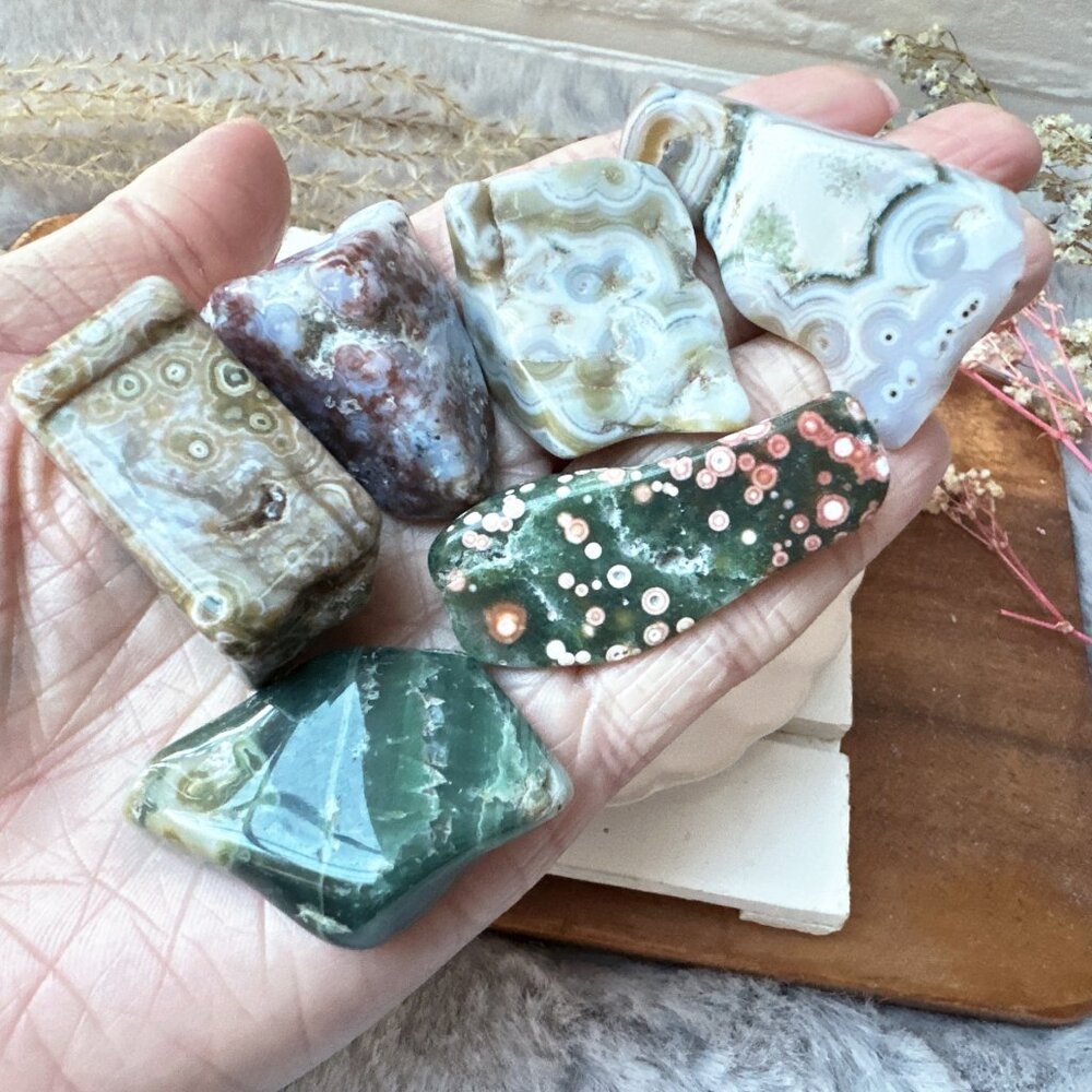 Set of 6 Ocean Jasper Tumbles